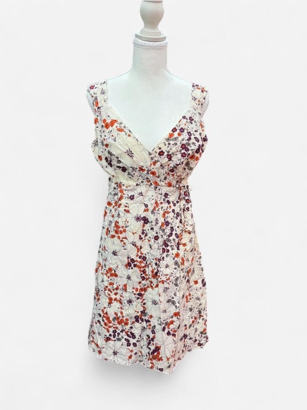 Patagonia Cream Mini Dress with Orange & Purple Floral Print